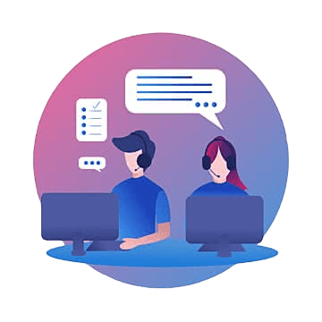 Contact illustration showing team collaboration